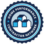 Blue and white logo of the Home Performance Contractor Network (HPCN), featuring a house in the center.
